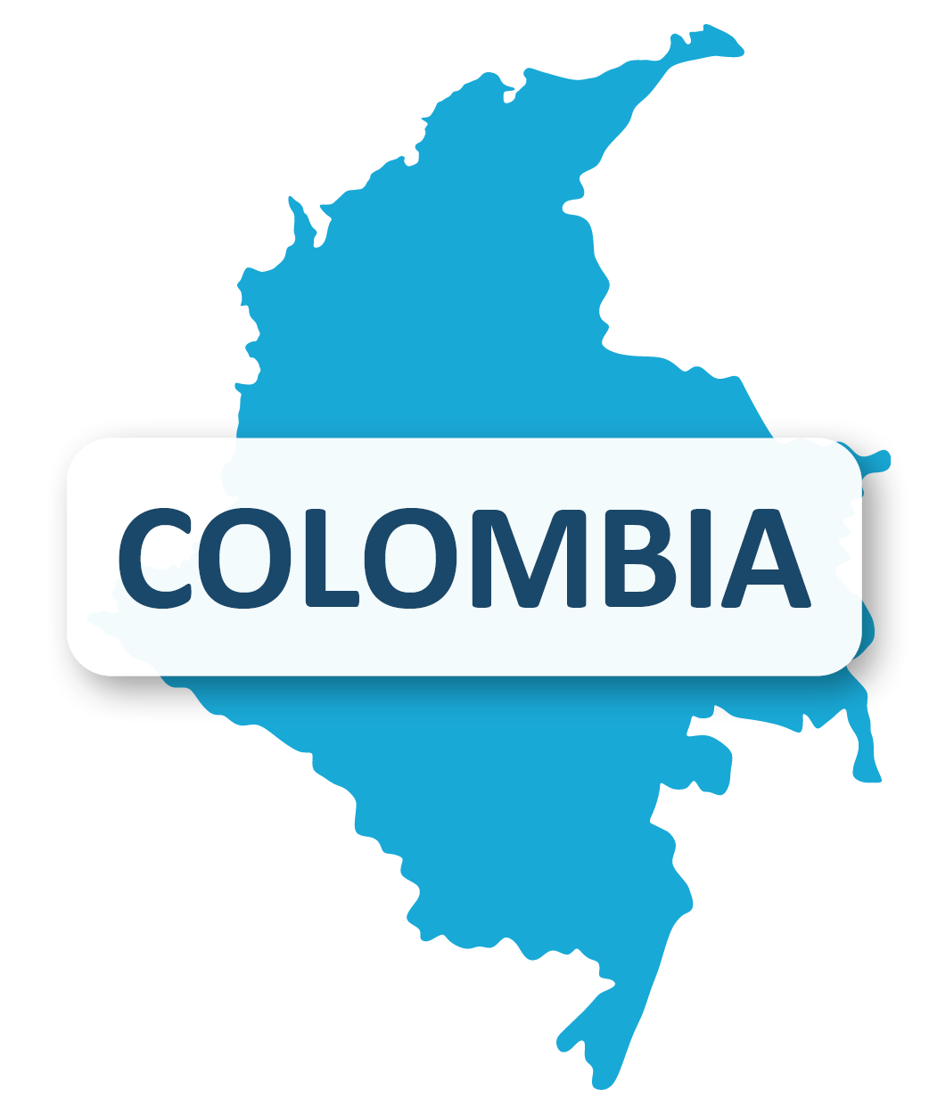 Colombia map outline with text 'Colombia'